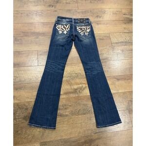 Vintage Y2k Miss Me Embroidered Bootcut Flared Jeans Blue Denim 27x34.5 Grunge